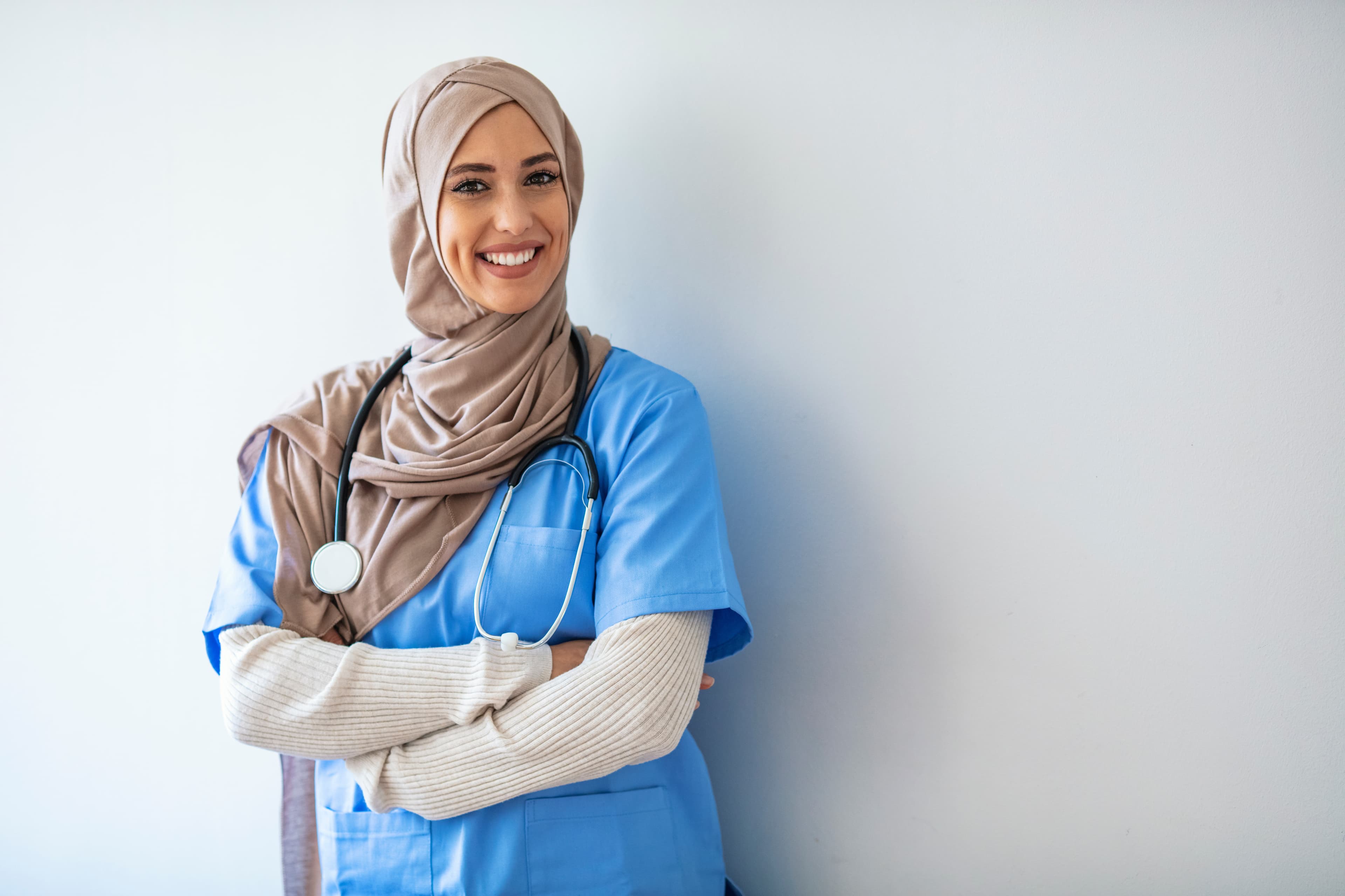 Smiling nurse with a hijab